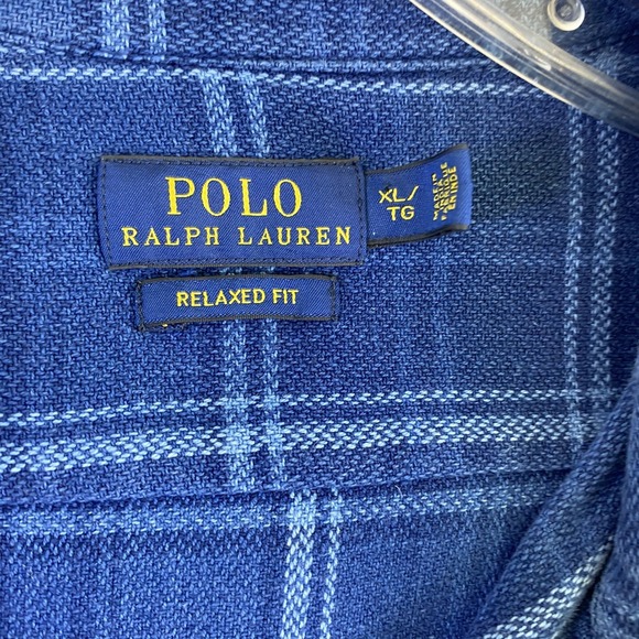 Polo Ralph Lauren Shirt Sz XL Blue Plaid Thick Cotton‎ Relaxed Fit - Picture 6 of 14